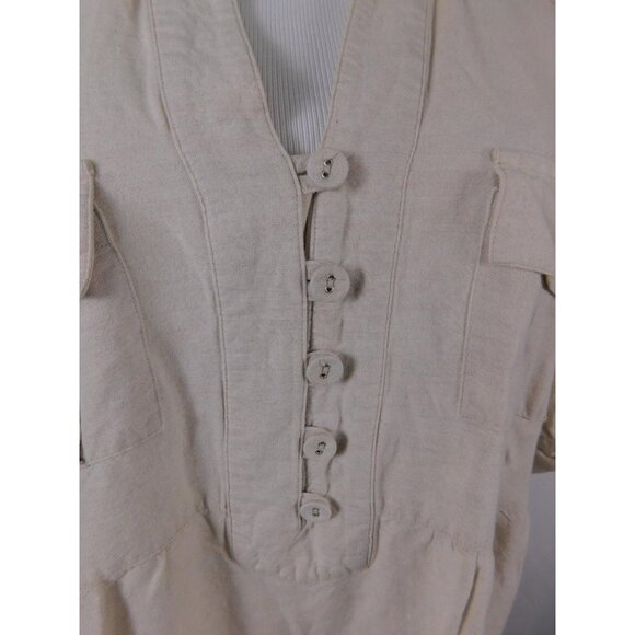 Lane Bryant Shirt Womens 18/20 Beige Linen Blend Tunic 3/4 Sleeve Plus Size - Picture 4 of 12